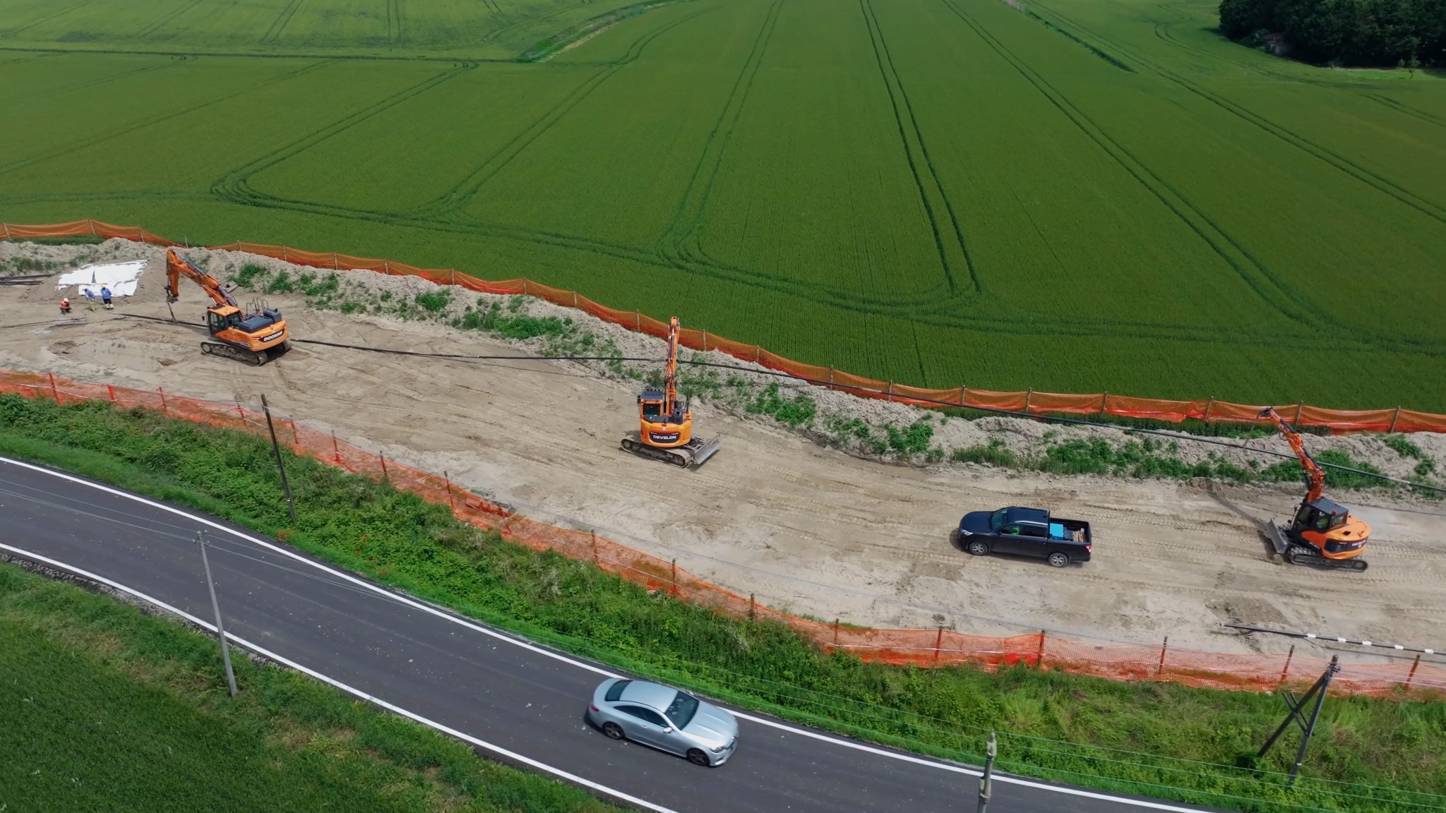 Vista aerea di un cantiere 03 Srl per perforazioni orizzontali controllate